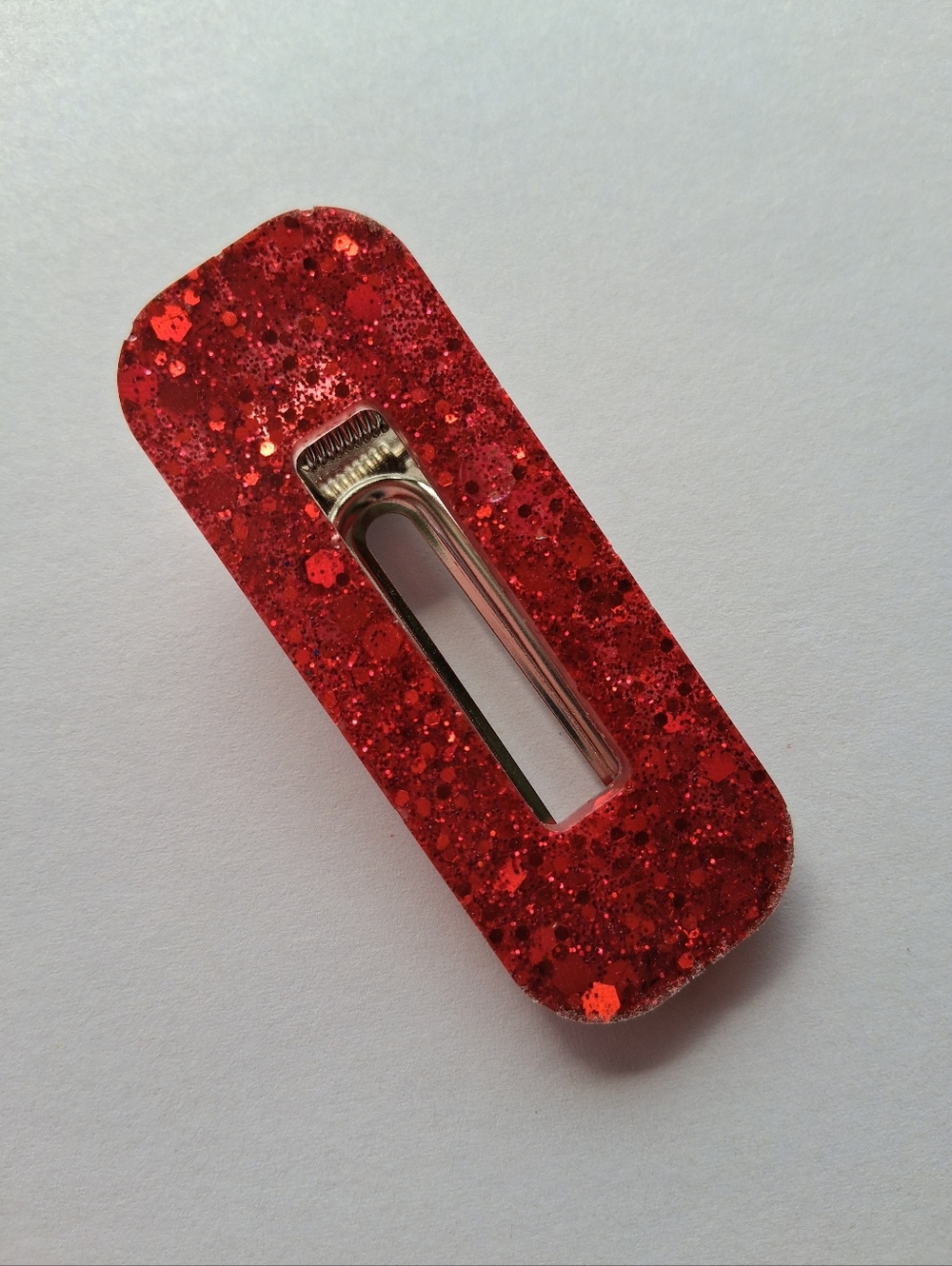 Hand Crafted Red Glitter Hair Clip